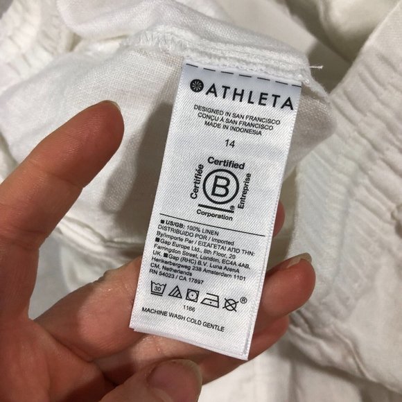 NEW Athleta Womens 14 Retreat Linen Shorts Calla Lily Ivory 100% Linen NWT $69 - Picture 10 of 13